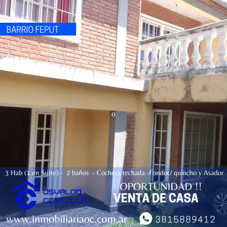 Venta Duplex en barrio Feput a 50mts de avenida las Americas