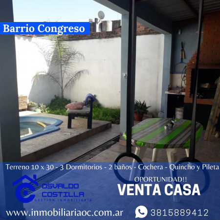 Venta Casa de 3 Hab en Barrio Congreso