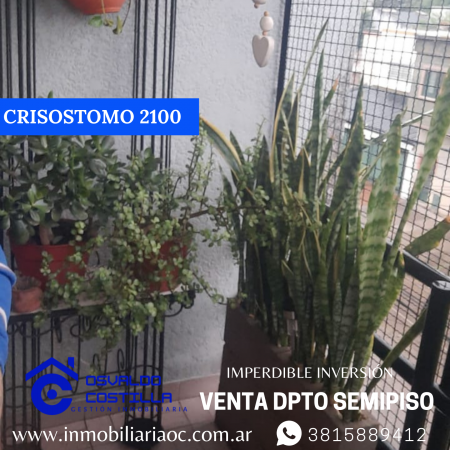 Venta hermoso Dpto. Semipiso en Crisóstomo al 2100