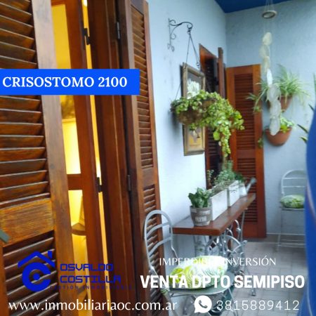 Venta hermoso Dpto. Semipiso en Crisóstomo al 2100