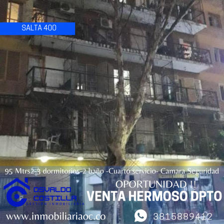 Venta de Dpto. de 3 hab. en Av. Salta al 300