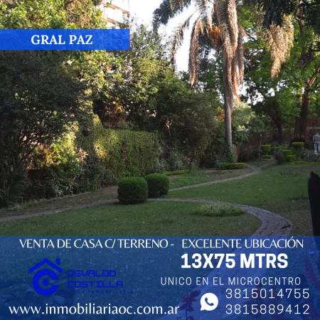 Venta de Importante Inmueble con excelente ubicacion en Gral. Paz al 1000