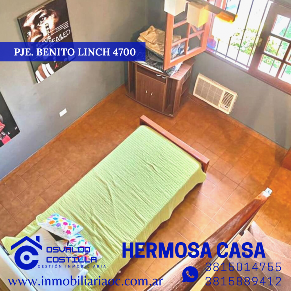 VENTA HERMOSA CASA PJE. BENITO LYNCH 4700