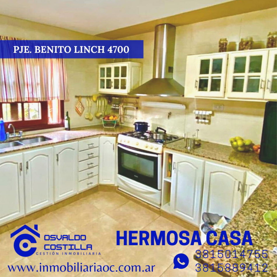 VENTA HERMOSA CASA PJE. BENITO LYNCH 4700